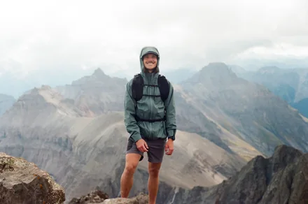 Spencer hiking in the mountains